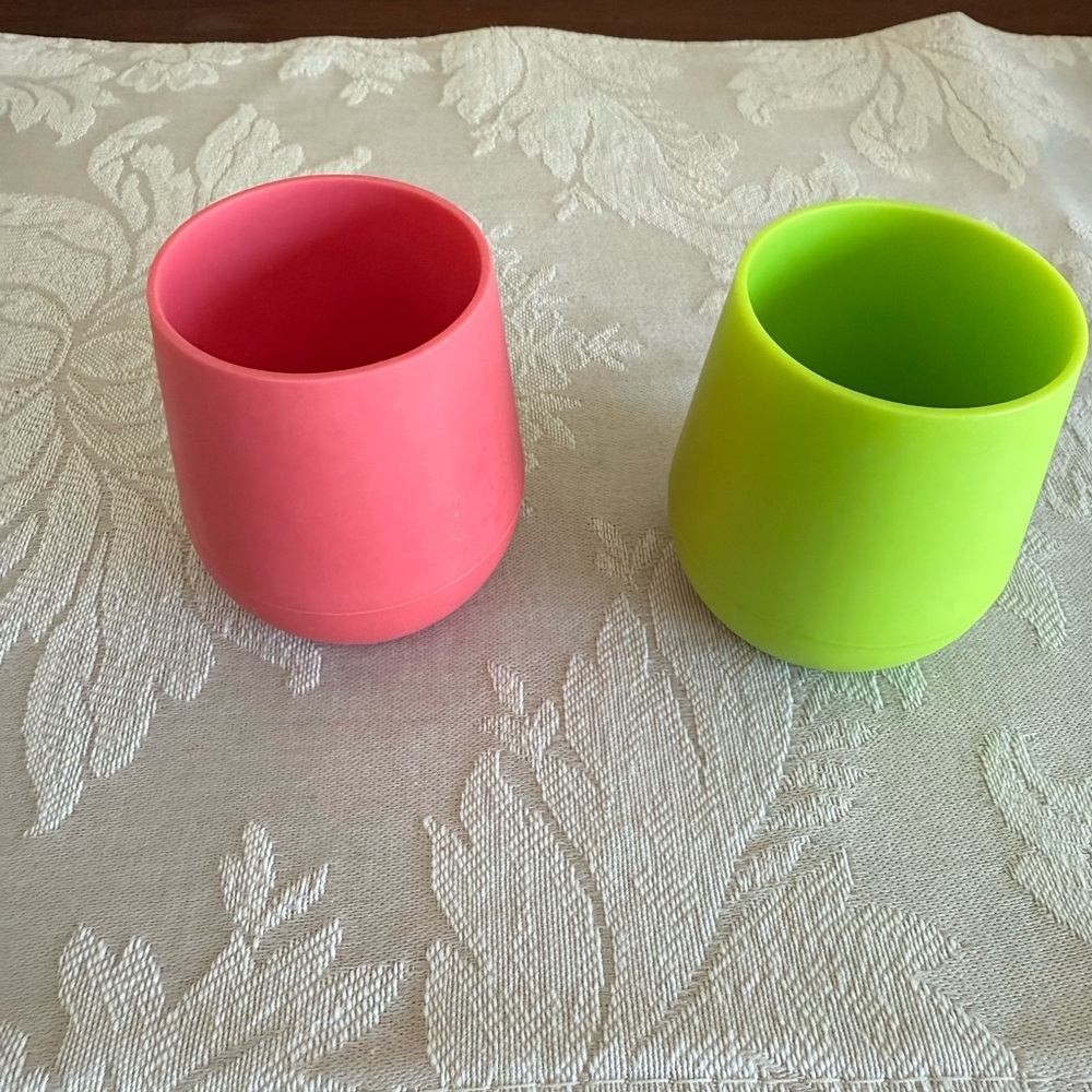 EzPz tiny cup Silicone Cup Set - Pink and Green set of 2